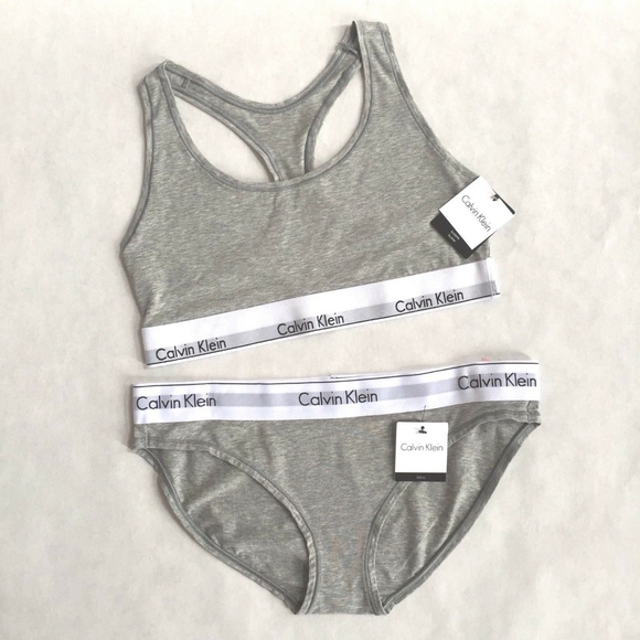 Calvin Klein Grey Modern Band Bralette & Bikini - Picture 1 of 1